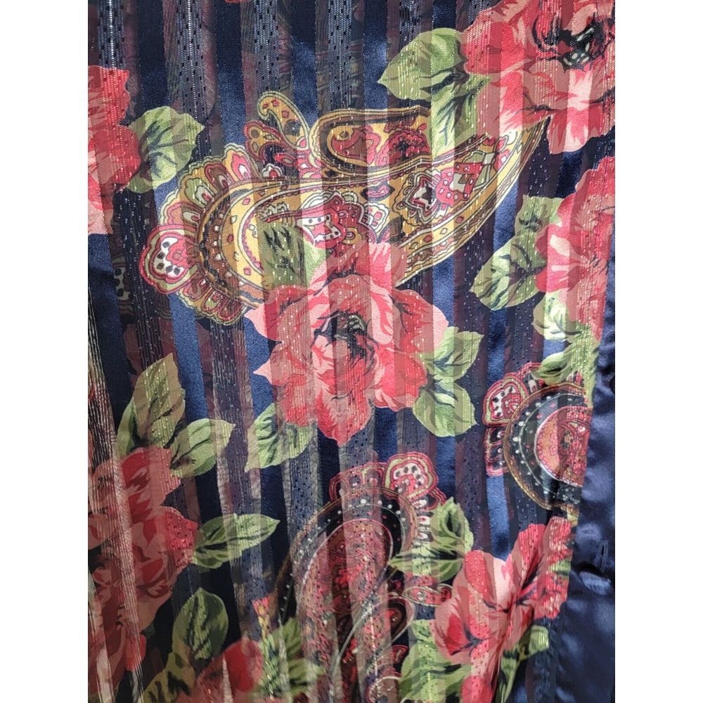 VTG Victorias Secret Size M Gold Label Pajama Top Nightshirt Navy Blue Floral - Picture 4 of 4